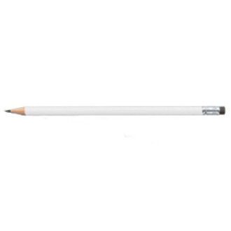 Карандаш "Classic wood-cased graphite pencil", круглый, белый, держатель серебряный, ластик черный