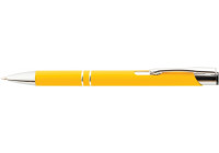 Ручка кулькова металева Economix promo SOFT. Корпус жовтий, пише синім