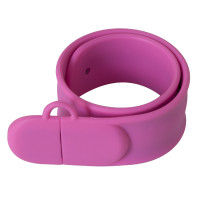 Силиконовый USB флеш-накопитель Браслет, 16ГБ, розовый цвет