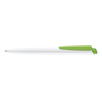 Ручка кулькова Dart Polished Basic пластик, корпус білий, кліп світло зелений 376