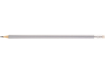Олівець чорнографітний круглий Economix promo корпус срібний, з гумкою