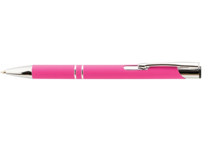 Ручка кулькова металева Economix promo SOFT. Корпус рожевий, пише синім