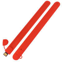 Силиконовый USB флеш-накопитель Браслет, 16ГБ, красный цвет
