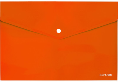 Папка-конверт А4 на кнопці Economix, 180 мкм, фактура "глянець", помаранчева