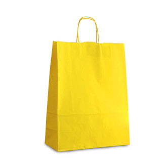 Крафт-пакет 32х13х42,5 желтый с витыми ручками