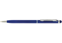 Ручка кулькова металева ECONOMIX STYLUS. Корпус темно-синій, пише синім
